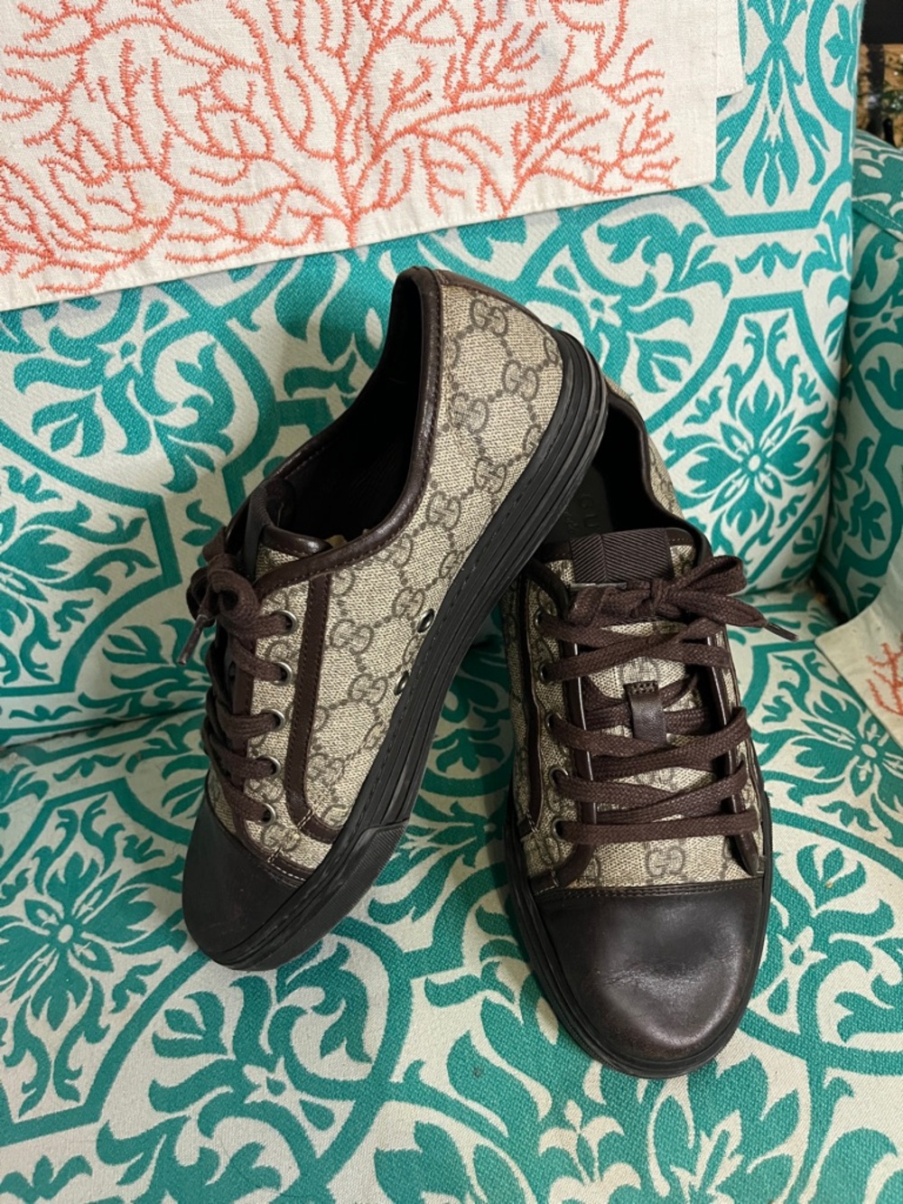 Gucci Brown and Beige GG Canvas Low-Top Sneakers GUC US Sz 8-8.5” Women’s - Picture 6 of 6